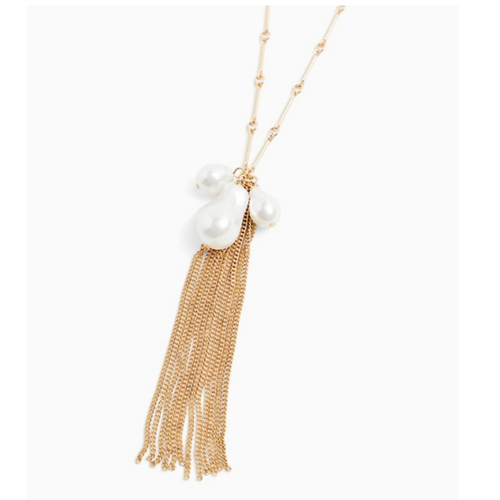 HOST PICK!!! GOLD-TONE FAUX PEAR CLUSTER & FRINGE PENDANT NECKL - Picture 2 of 2